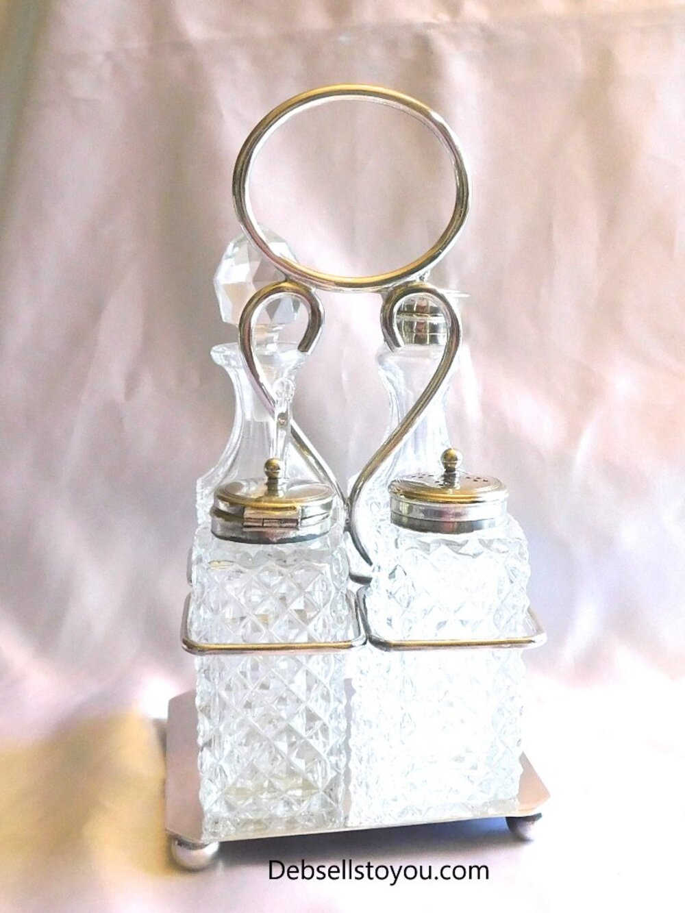 Five Piece Condiment Set with Silver Rack # 21579